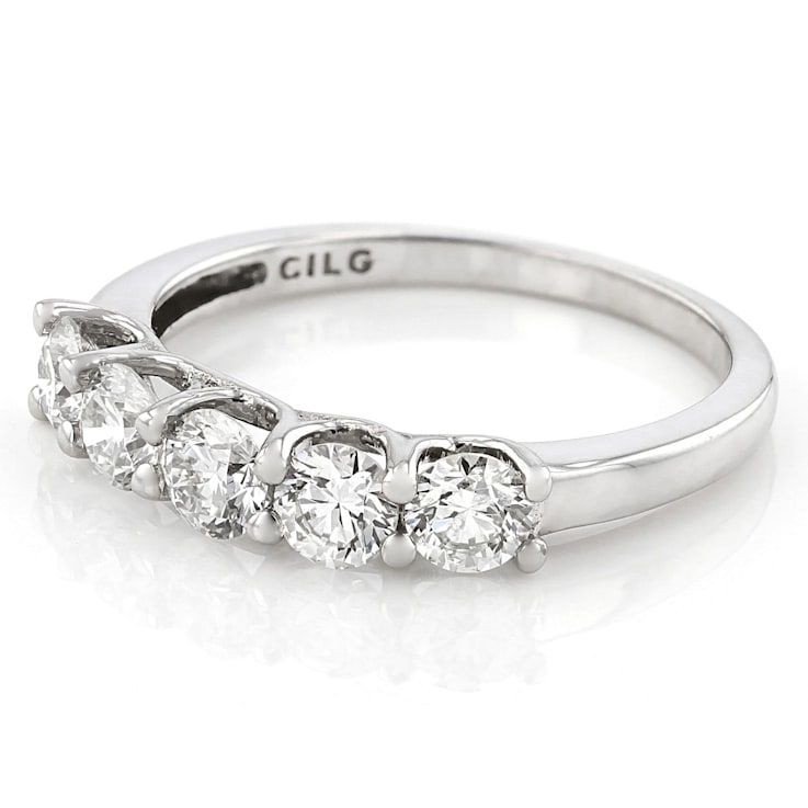 Lab-Grown Diamond Five-Stone Band Ring In 14K White Gold 1.00ctw