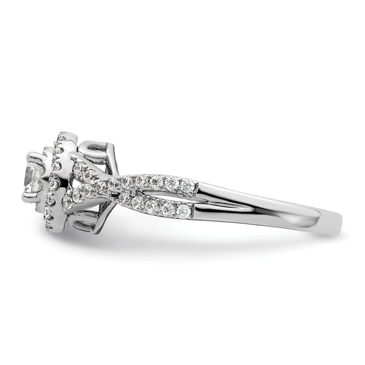 Rhodium Over 14K White Gold Eternal Promise Lab Grown Diamond Halo
Complete Ring 0.554ctw