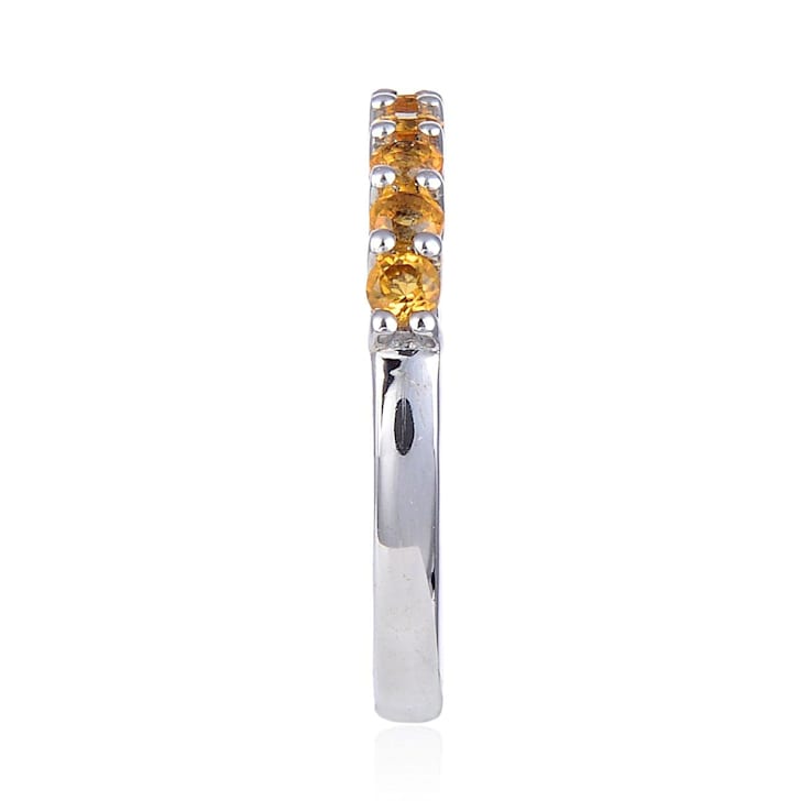 Yellow Citrine Sterling Silver Half Eternity Band