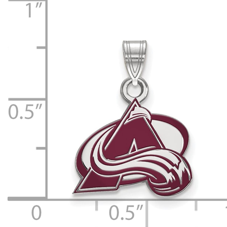Rhodium Over Sterling Silver NHL LogoArt Colorado Avalanche Enamel Pendant