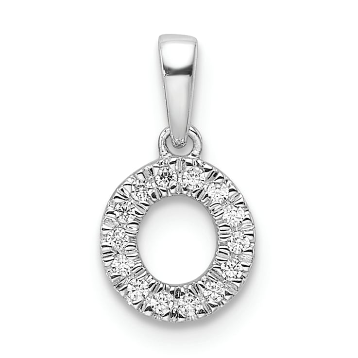 14K White Gold Diamond Letter O Initial with Bail Pendant