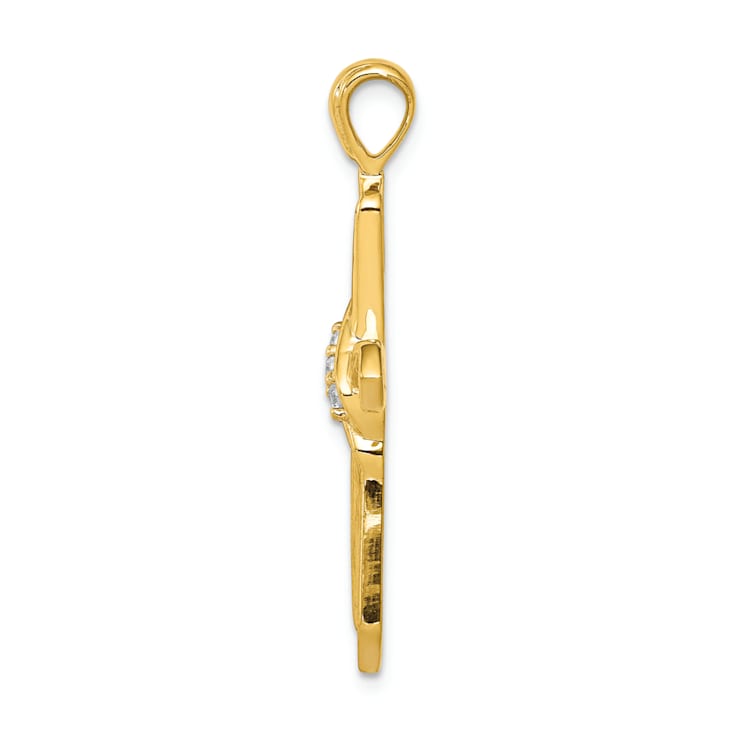 14K Yellow Gold 1/20ct. Diamond Cross Pendant