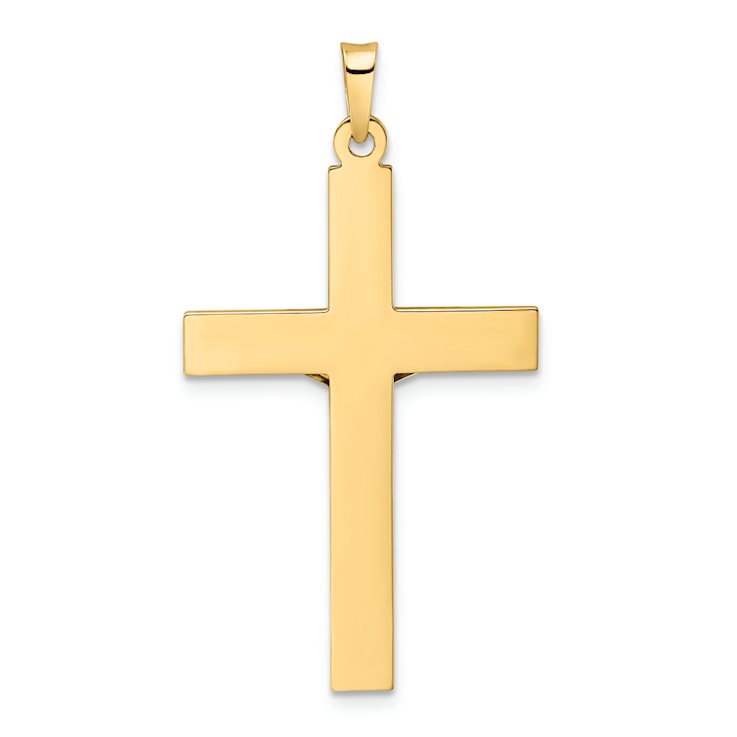 14K Two-tone Gold Solid Polished INRI Crucifix Pendant