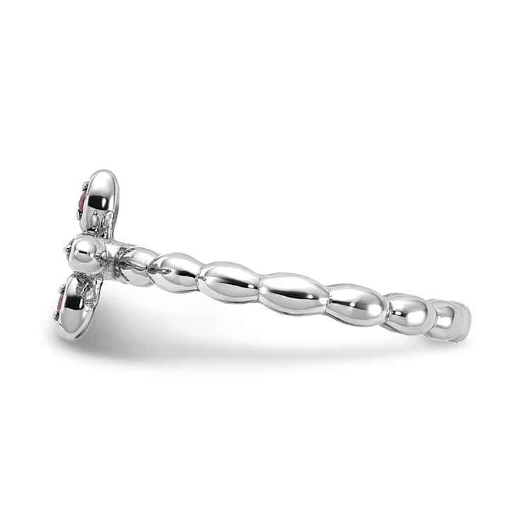Rhodium Over Sterling Silver Stackable Expressions Cross Lab Created
Ruby Ring 0.14ctw