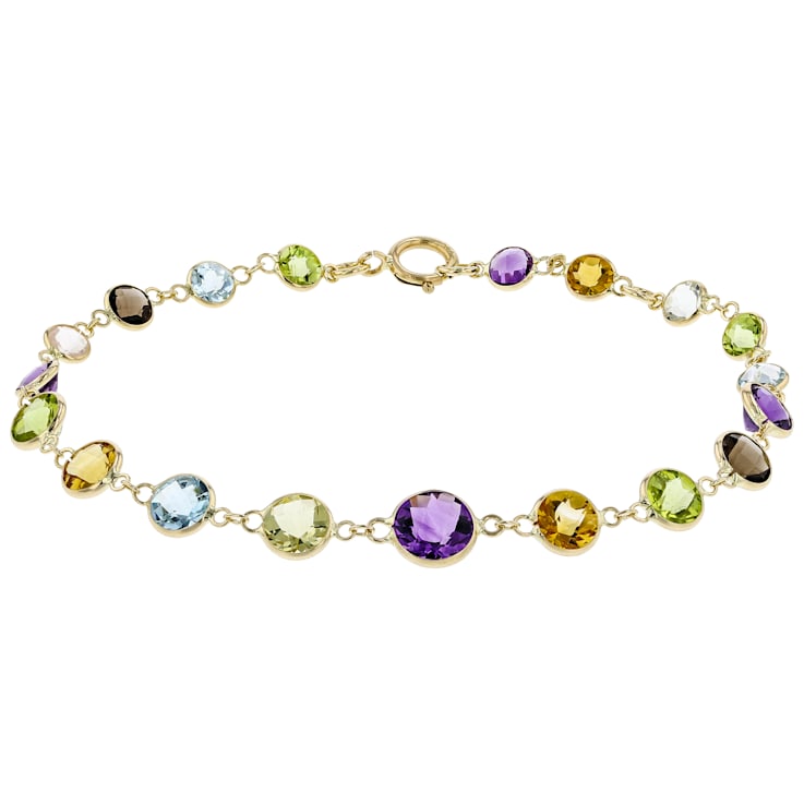 Multi-Gem 14k Yellow Gold Bracelet 7.50ctw