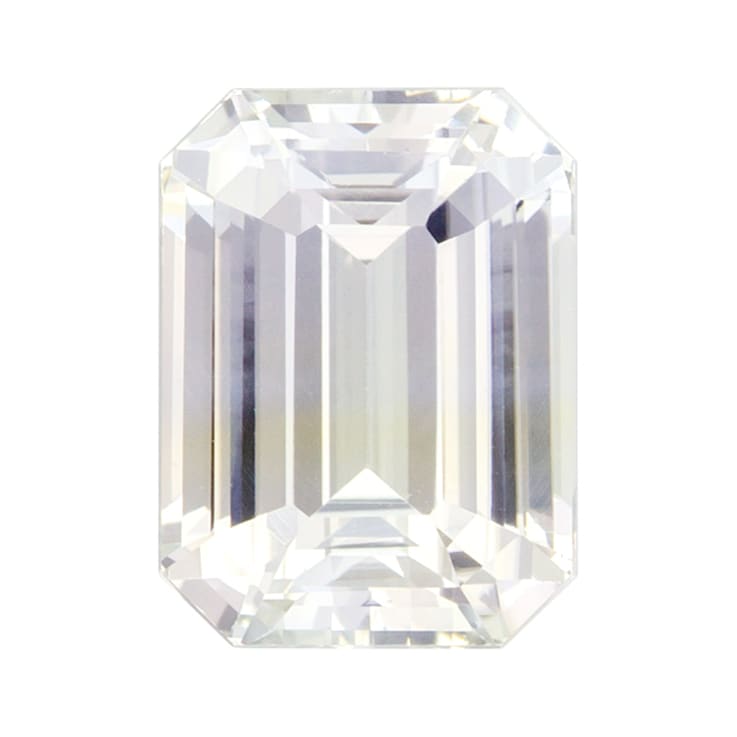 White Sapphire Loose Gemstone 9x6.7mm Emerald Cut 3.55ct