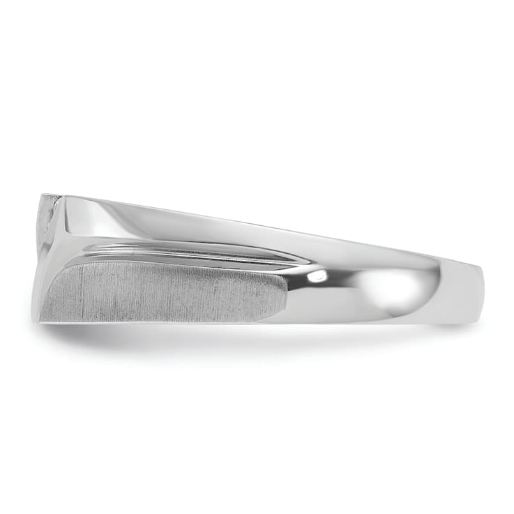 Rhodium Over 10K White Gold Men's Polished, Satin and Grooved 5-Stone
Diamond Ring 0.06ctw