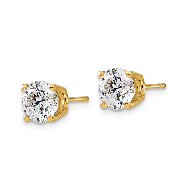 14K Yellow Gold Certified Lab Grown Diamond 2ct. VS/SI GH+, 4-Prong Earrings