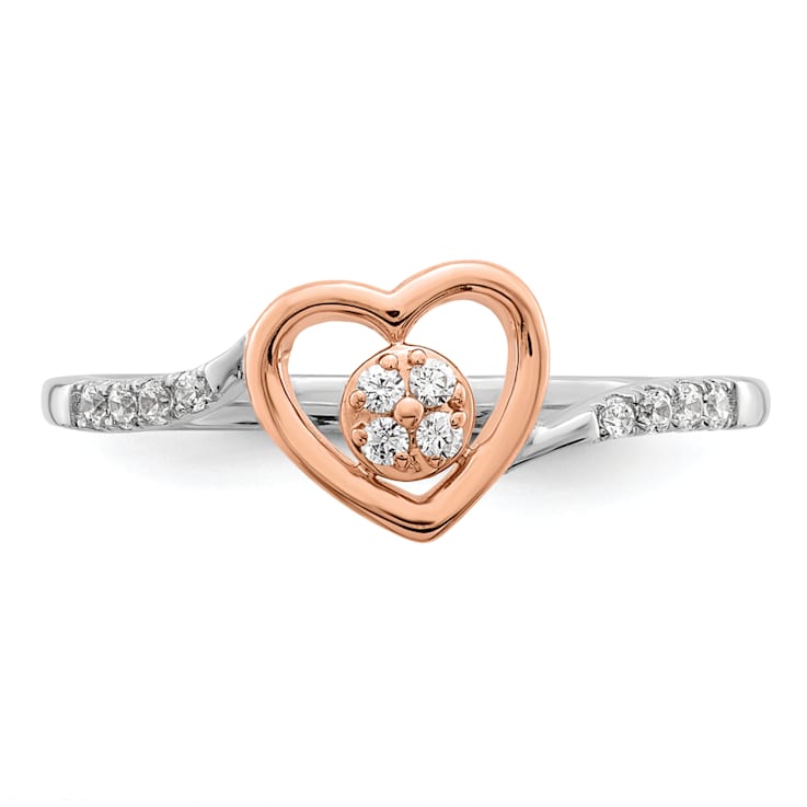 14K Two-tone White and Rose Gold First Promise Heart Cluster Diamond
Promise/Engagement Ring 0.11ctw