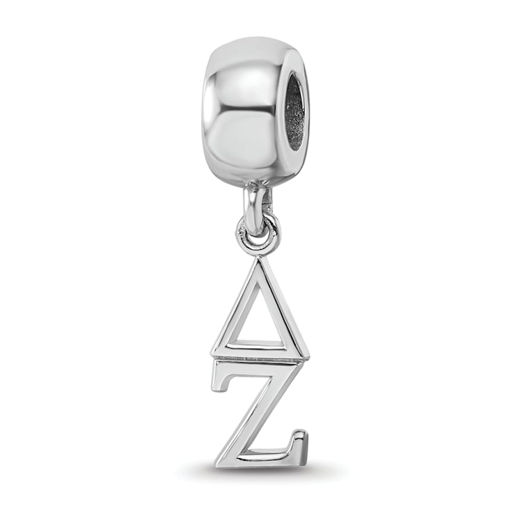 Rhodium Over Sterling Silver LogoArt Delta Zeta Vertical Letters Bead