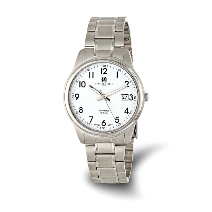 Men's Charles Hubert Titanium 40mm White Dial Watch