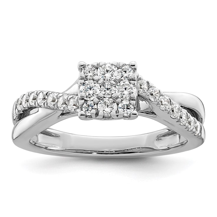 Rhodium Over 14K White Gold Lab Grown Diamond VS/SI GH, Cluster Ring 0.511ctw