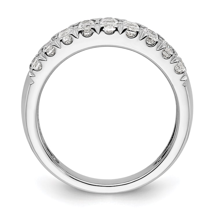 Rhodium Over 14K White Gold Pave Diamond Wedding Band 1.59ctw