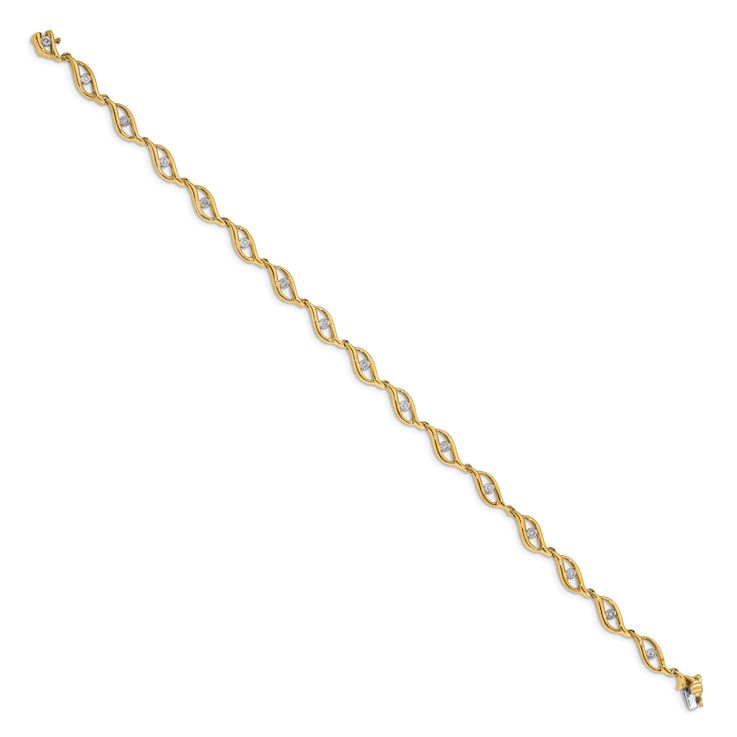 10k Yellow Gold and 10k White Gold Diamond Link Bracelet