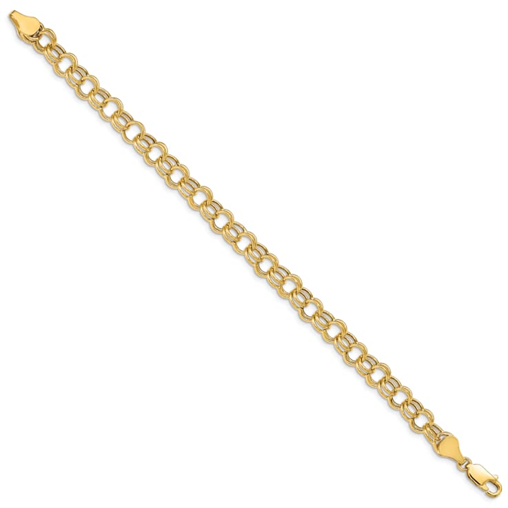 14k Yellow Gold 6mm Double Link Charm Bracelet