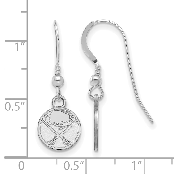 Rhodium Over Sterling Silver NHL Buffalo Sabres LogoArt Dangle Earrings