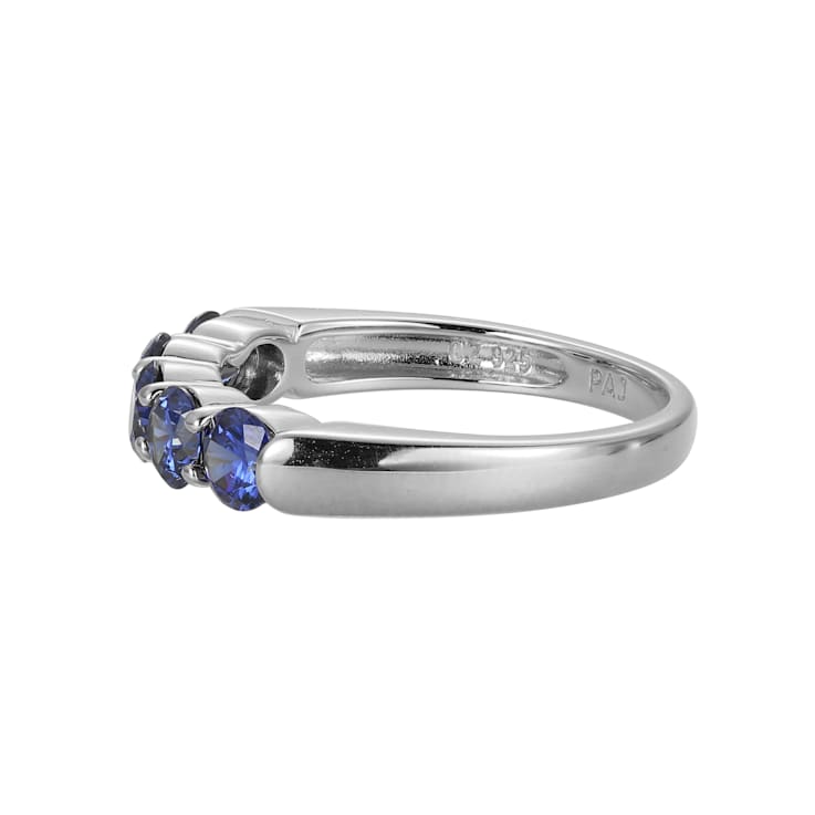 Blue Cubic Zirconia Platinum Over Sterling Silver Ring 1.77ctw