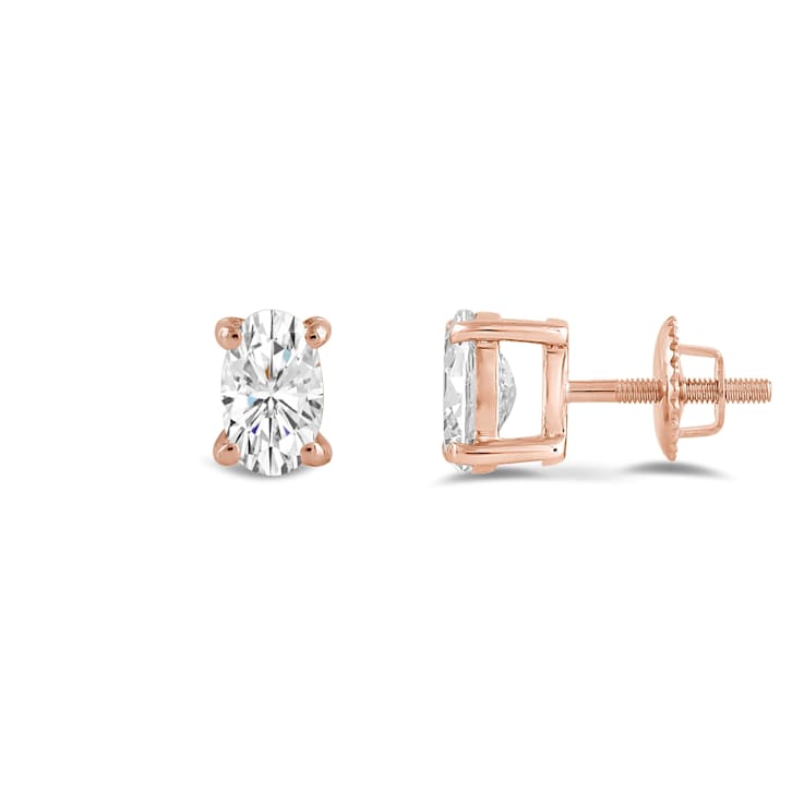 White Cubic Zirconia 14k Rose Gold Studs With Velvet Gift Box 0.50ctw