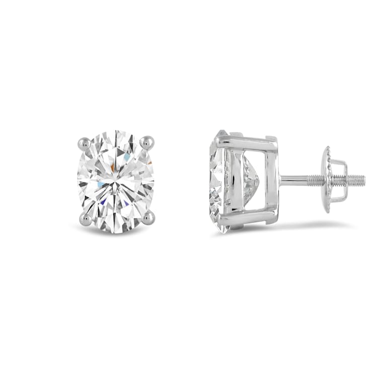 White Cubic Zirconia 14k White Gold Studs With Velvet Gift Box 3.00ctw