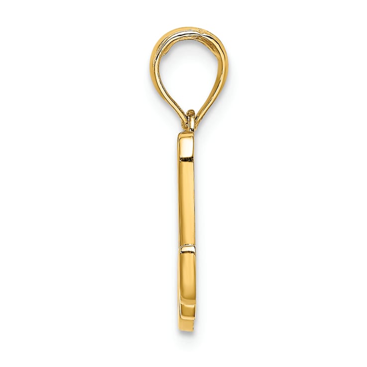 14k Yellow Gold Script Letter M Initial Pendant