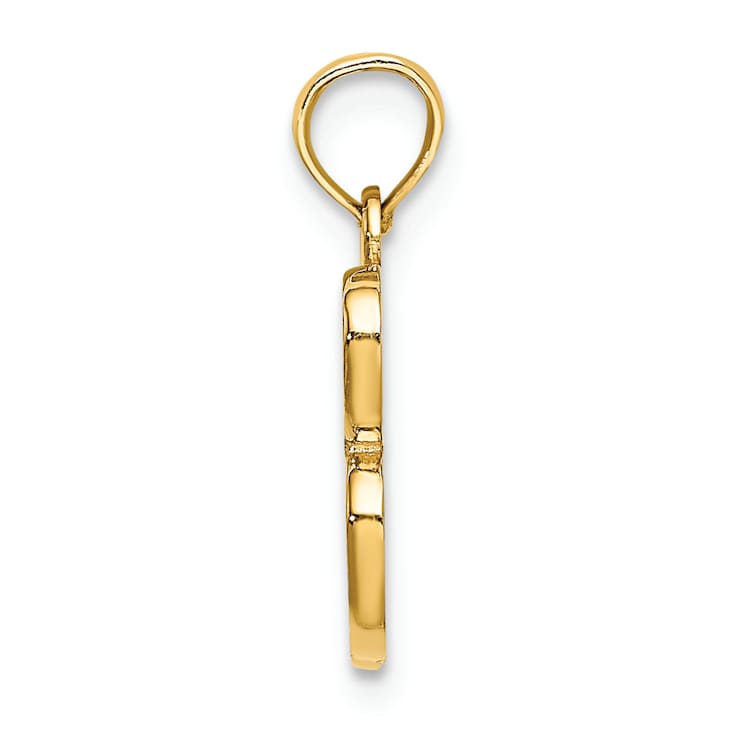 14k Yellow Gold Script Letter B Initial Pendant