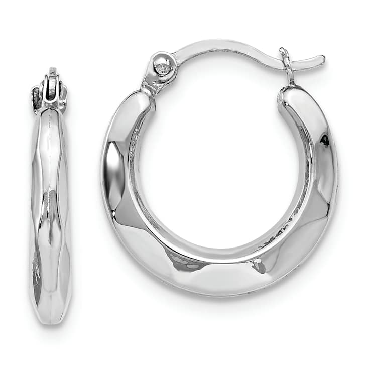 Polished Hinged Hoop Earrings In 14K White Gold