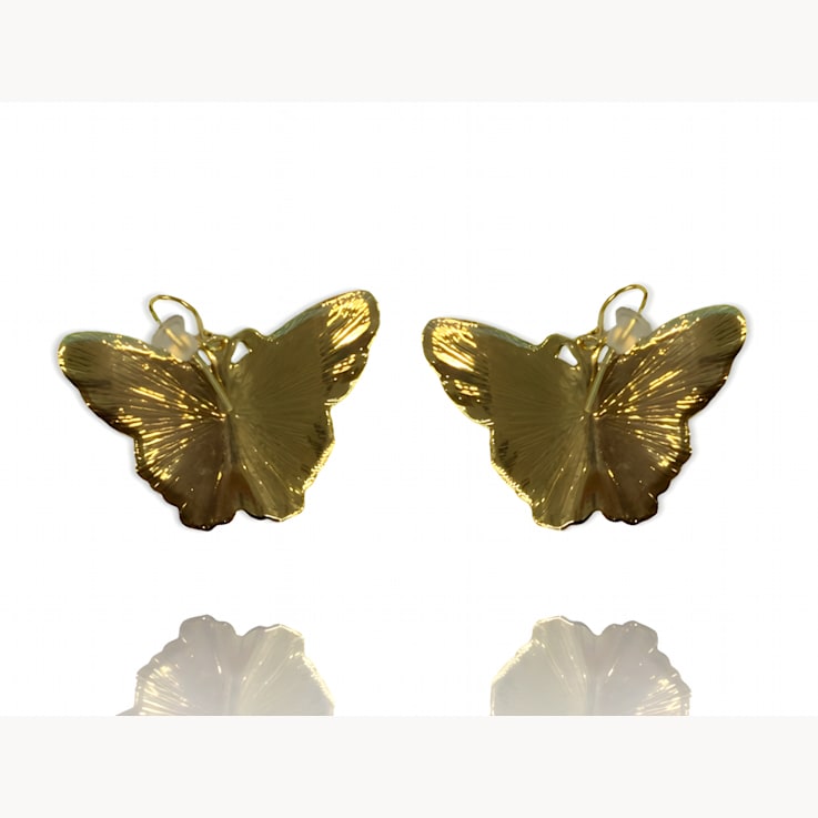 3 Pack Gold Tone White, Yellow and Pink Enamel Butterfly Earrings
