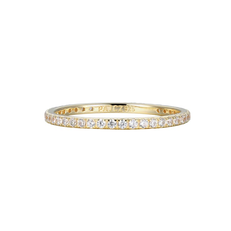 White Cubic Zirconia 18k Yellow Gold Over Sterling Silver