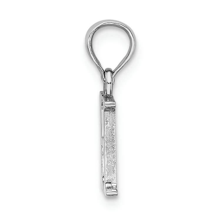 Rhodium Over 14k White Gold Polished Block Letter H Initial Pendant