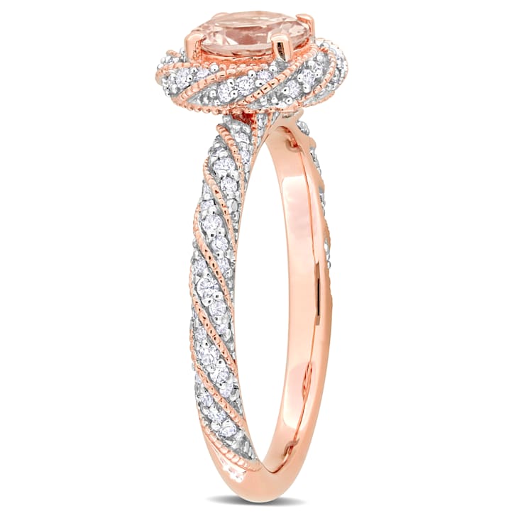 Morganite and Diamond 14K Rose Gold Ring 1.09ctw