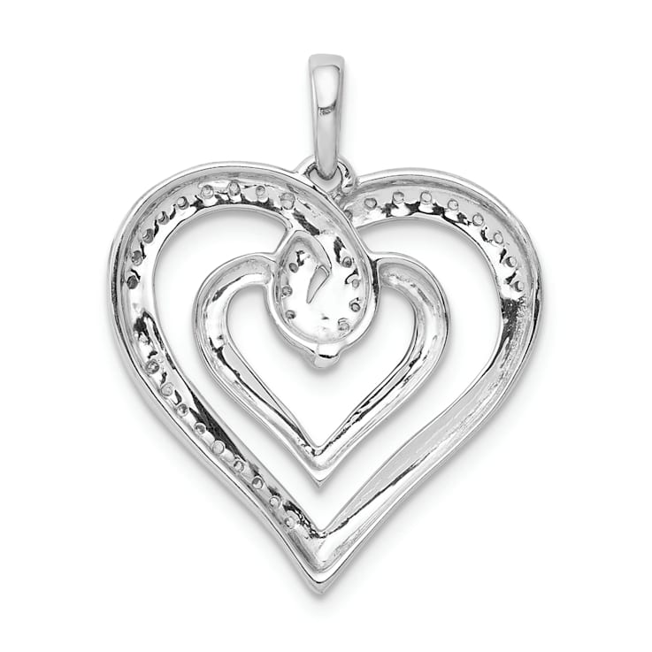 Rhodium Over 14k White Gold Diamond Entwined Heart Pendant