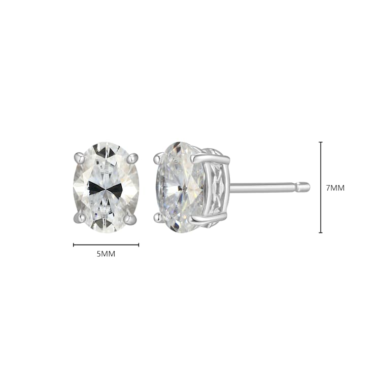 Oval Moissanite Platineve Stud Earrings 1.90ctw DEW
