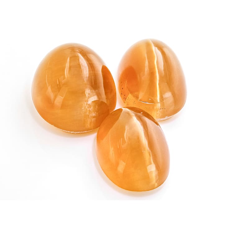 Fire Opal Cat's Eye Oval Matched Set of 3 6.04ctw