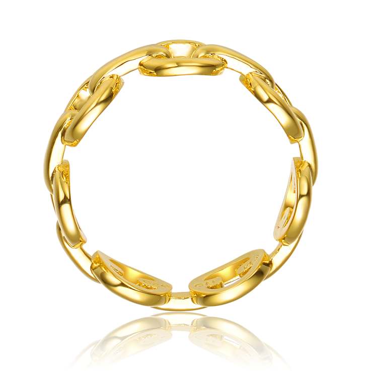 Chain Link Band Ring In 14K Gold Over Brass