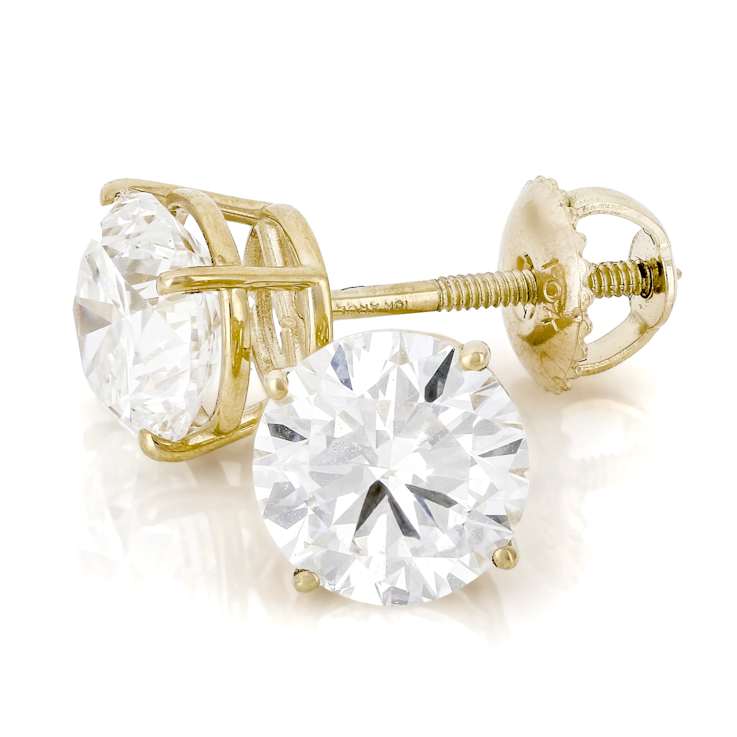Lab-Grown Diamond Solitaire Stud Earrings 3.00ctw In 10K Yellow Gold