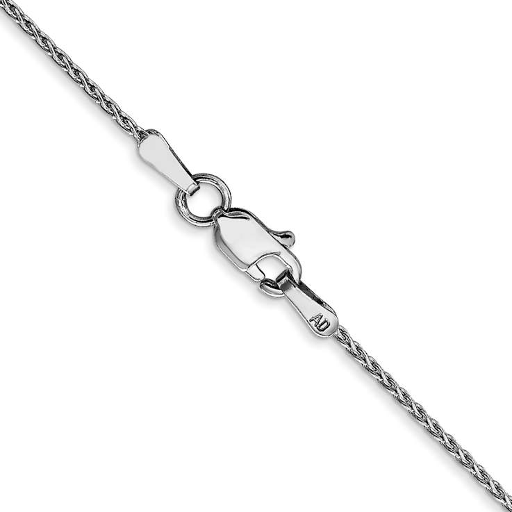 Rhodium Over 14k White Gold 1mm Solid Diamond-Cut Parisian Wheat 16 Inch Chain