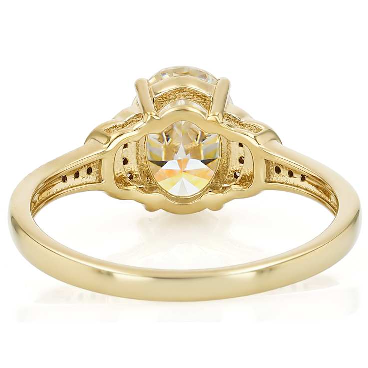 Diamond Simulant Oval, Champagne Diamond And White Diamond Ring In 18K
Gold Over Sterling Silver 2.65ctw