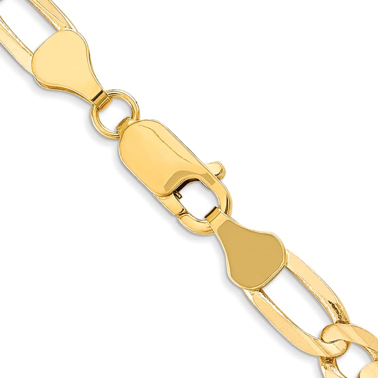 10k Yellow Gold 6mm Concave Open Figaro Link Bracelet