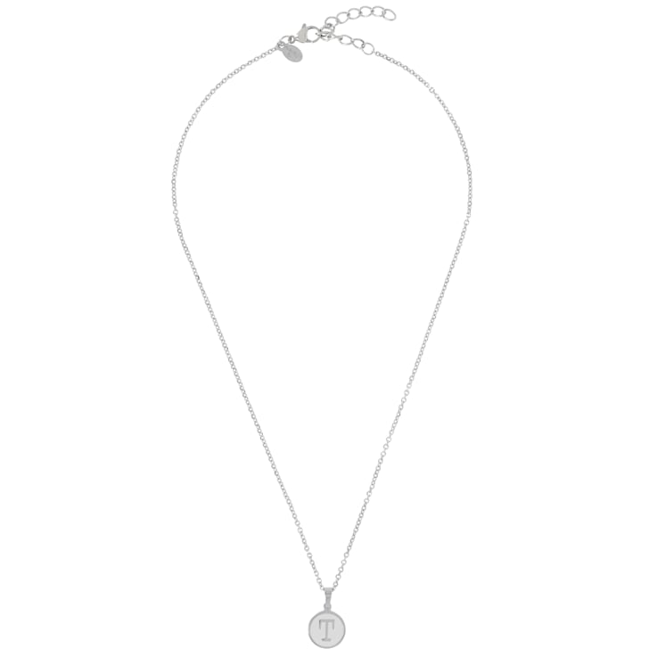 Initial T Charm Pendant Necklace In Silver-Tone