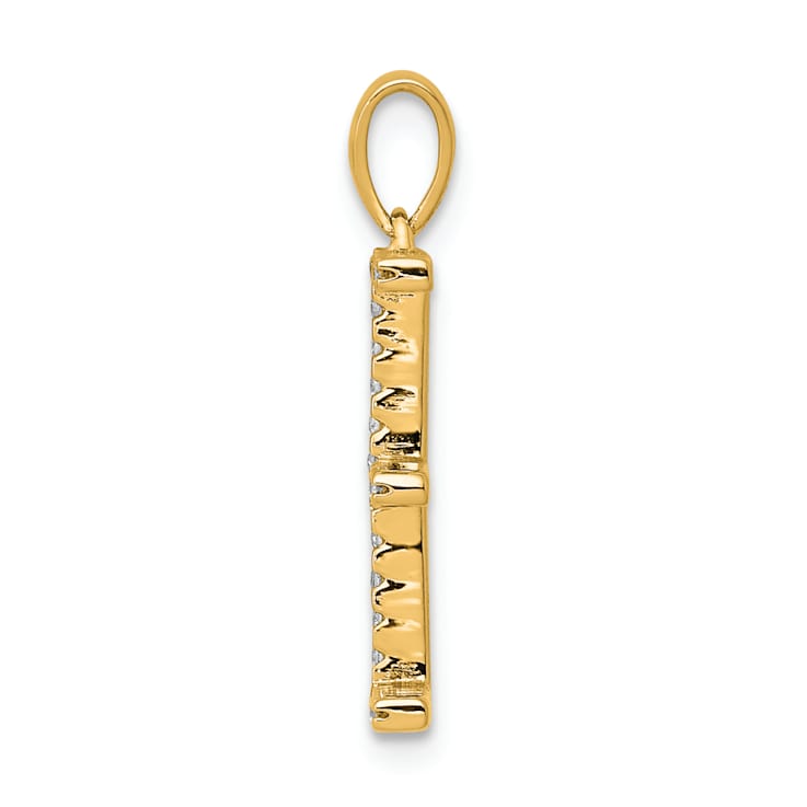 14K Yellow Gold Diamond Letter E Initial Pendant
