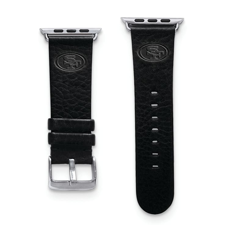 Gametime San Francisco 49ers Leather Band fits Apple Watch (38/40mm S/M
Black). Watch not included.