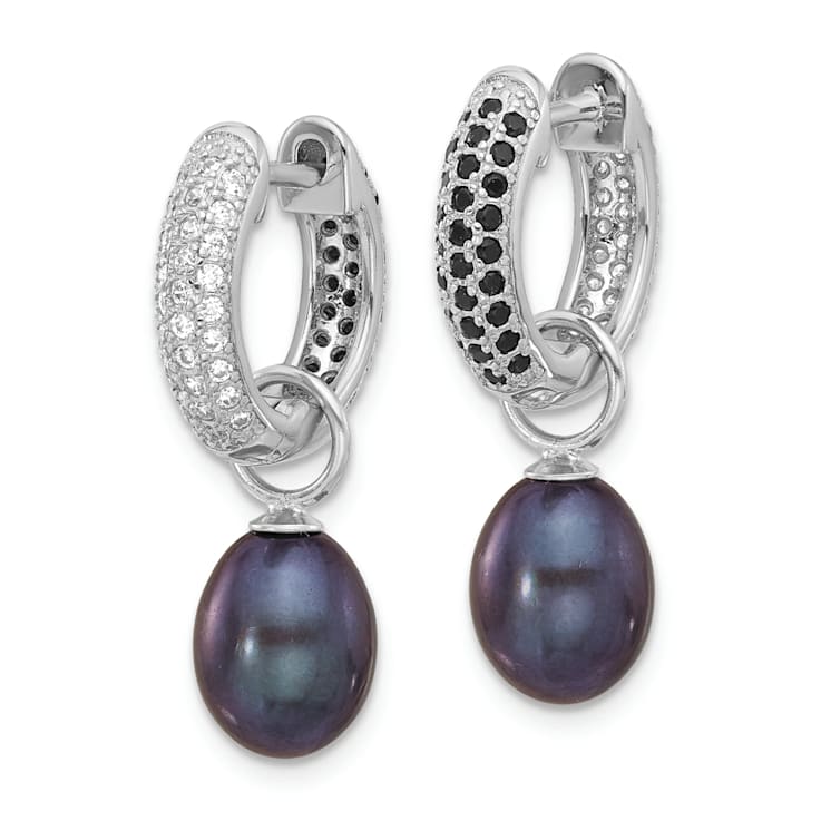 Rhodium Over Sterling Silver 7-8mm FWC Pearl/Cubic Zirconia
Interchangeable Earrings Set