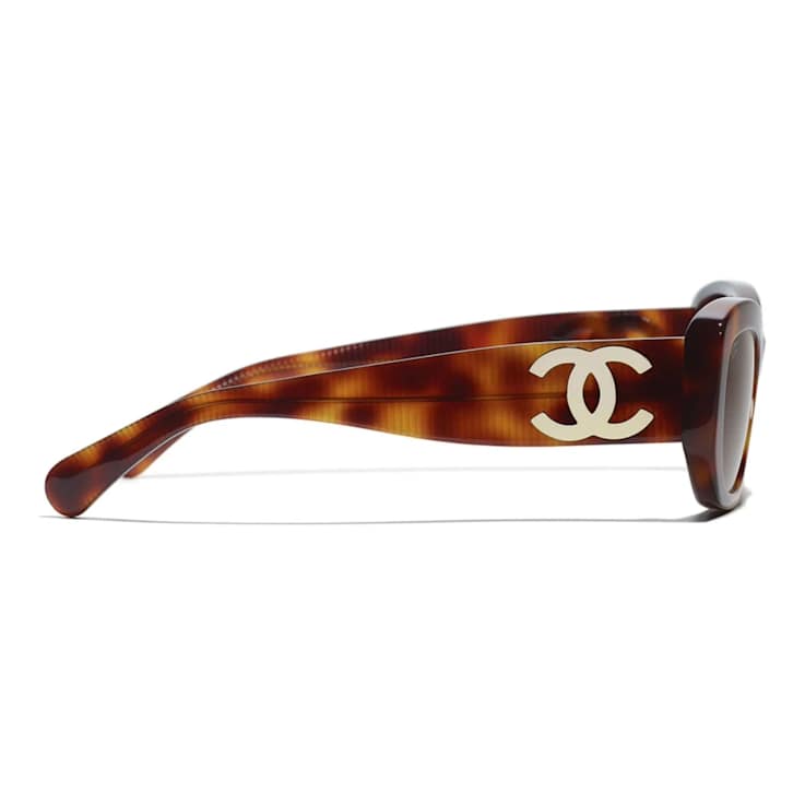 Chanel Havana Brown Frame "CC" Logo / Gray Brown Lenses Sunglasses