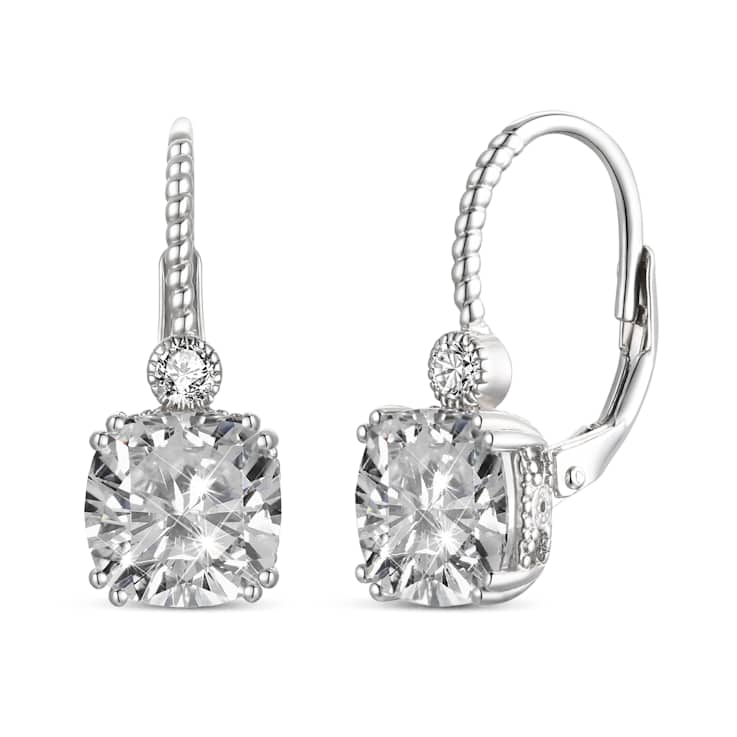CZ Drop Earrings In Sterling Silver