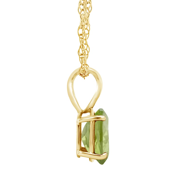 8x6mm Oval Peridot 14k Yellow Gold Pendant With Chain