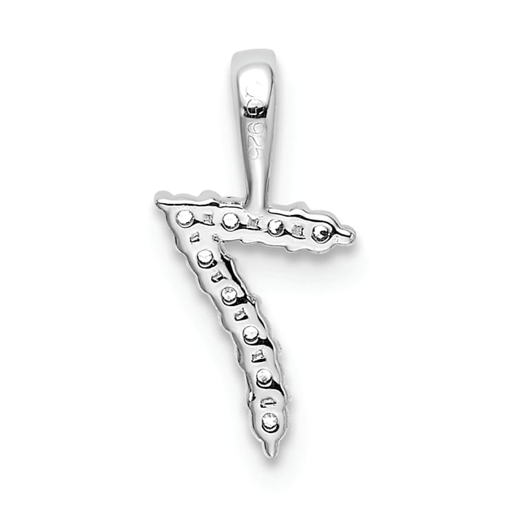 Rhodium Over 14k White Gold Diamond Number 7 Pendant