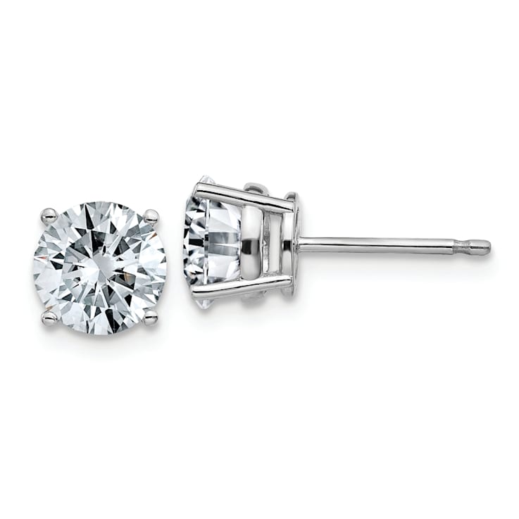 Rhodium Over 14K White Gold 1.25ct. 5.5mm Round J-K Color Moissanite Earrings