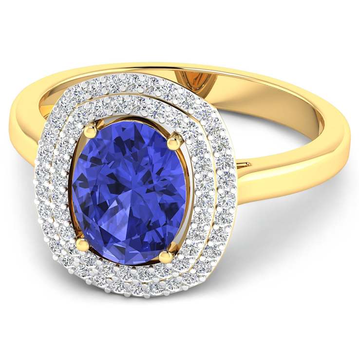 1.69ctw Violet Tanzanite and Diamond 14K Yellow Gold Halo Ring