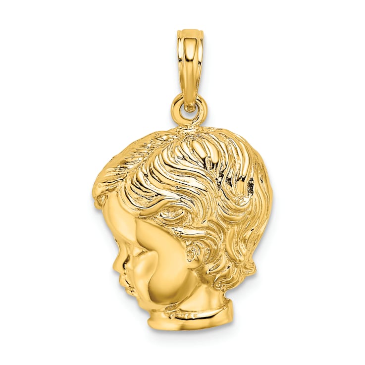14k Yellow Gold Textured Boy Head pendant