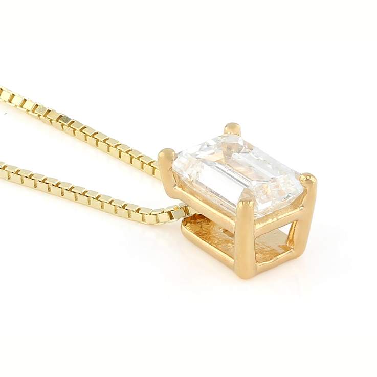 Lab-Grown Diamond Emerald-Cut Slide Pendant In 14K Gold Over Sterling
Silver 0.50ctw